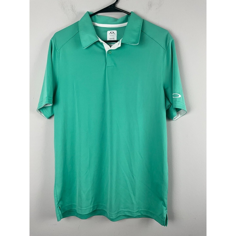 Oakley Men's Golf Polo Size Medium Green‎ Regular Fit Performance Short Sleeve